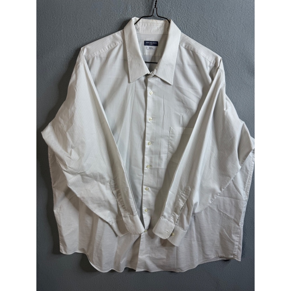 Van Heusen Dress‎ Shirt Men's 19 34/35 Long Sleeve Big Fit Stretch Patterned
